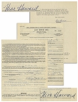 Lot of 2 Moe Howard Signed Contracts: 3pp. Agency Contract From 1951, & 2pp. (1 Sheet) AGVA Contract From 1952 Signed 3 Stooges By Moe Howard -- 8.5 x 11, Both Near Fine
